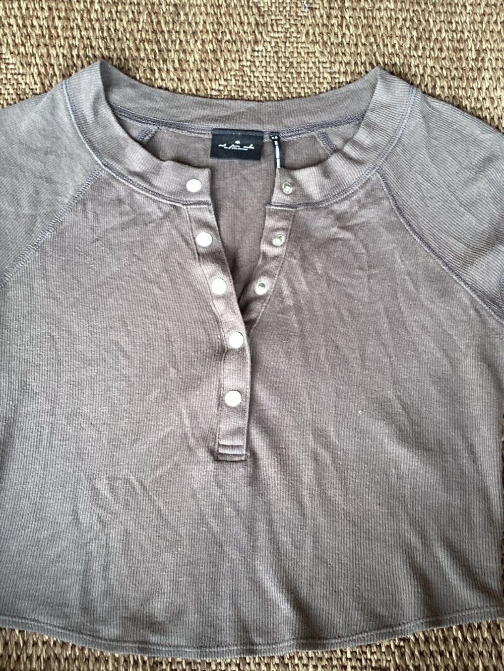 Out From Under Gray SS Henley T-shirt – Medium